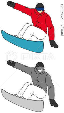 スノーボード競技の選手のイラストセット 124870983
