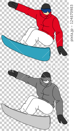 スノーボード競技の選手のイラストセット 124870983