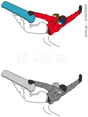 スノーボード競技の選手のイラストセット 124870984