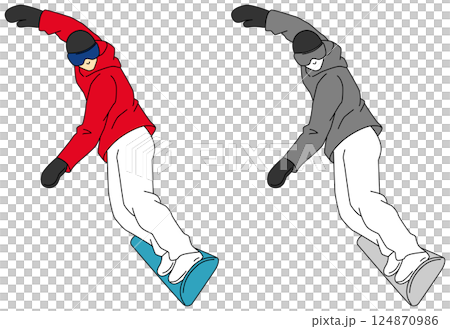 スノーボード競技の選手のイラストセット 124870986