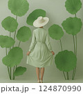 植物とワンピースの女性 124870990