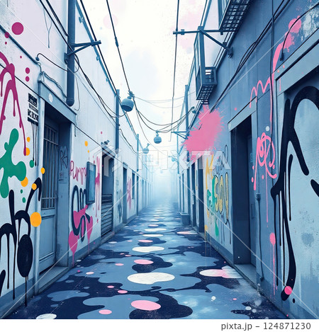 Whimsical street architecture  124871230