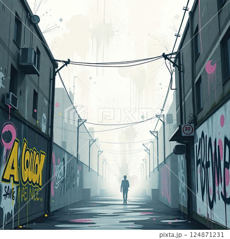 Street buildings in grunge style  124871231