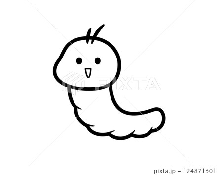虫さん_あおむし_モノクロ 124871301