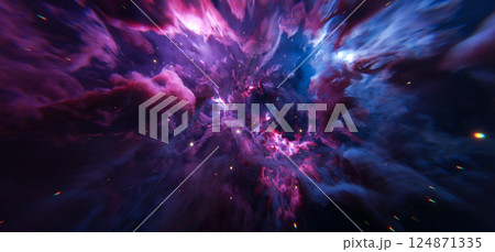 Vibrant Purple and Pink Space Nebula Background with Dynamic Swirls Vibrant Purple and Pink Space Nebula Background with Dynamic Swirls 124871335