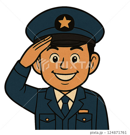 笑顔で対応する警察官のイラスト【防犯啓発・信頼感アップ】 笑顔で対応する警察官のイラスト【防犯啓発・信頼感アップ】 124871761