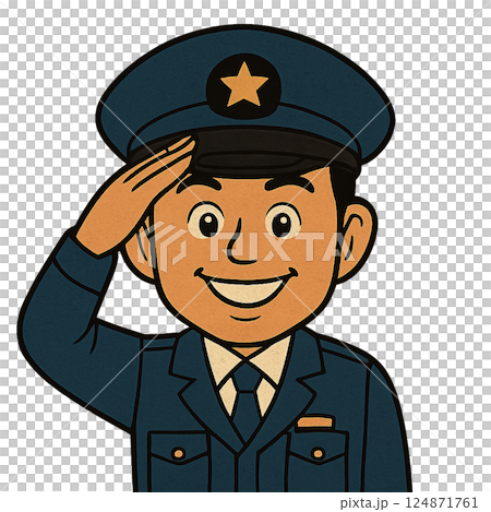 笑顔で対応する警察官のイラスト【防犯啓発・信頼感アップ】 笑顔で対応する警察官のイラスト【防犯啓発・信頼感アップ】 124871761