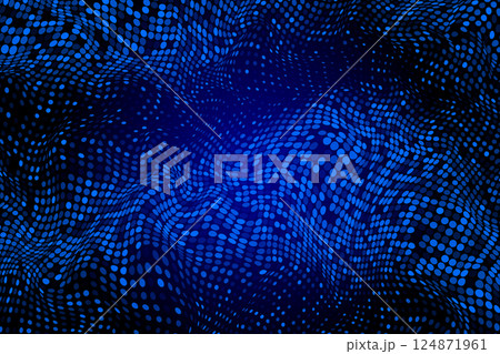 Abstract background featuring a wavy halftone pattern in shades of blue 124871961