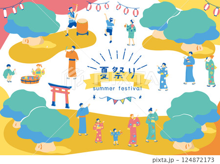 夏祭りを楽しむ人達 124872173