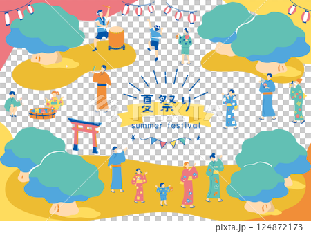 夏祭りを楽しむ人達 124872173