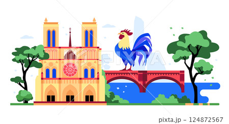 Travel to France - colorful flat design style illustration 124872567