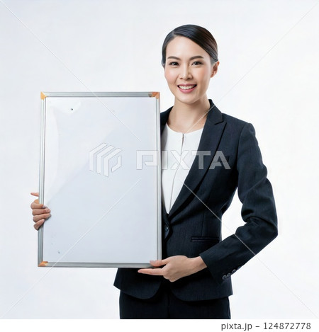ホワイトボードを持つ女性（ai画像） 124872778