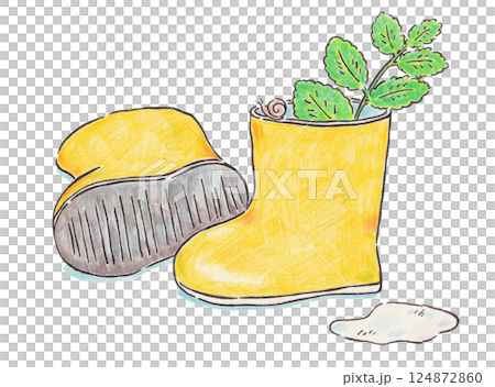黄色い長靴とカタツムリのイラスト 124872860