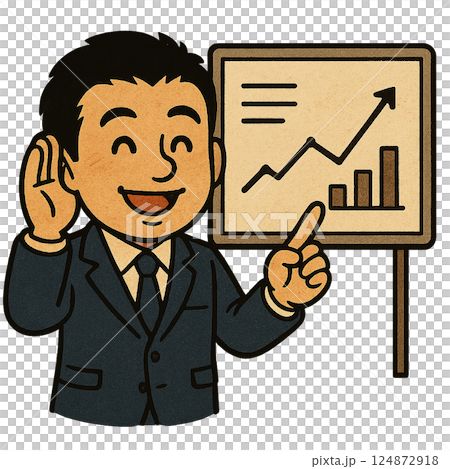 A businessman smilingly shares the secret to increasing sales 124872918