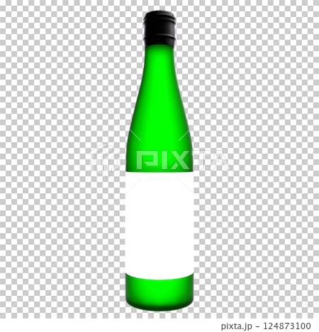 酒瓶　すりガラス　グリーン系　緑　モックアップ　3Dレンダリング 124873100