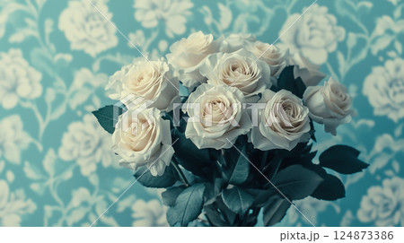 白色の花の背景素材（Generative AI） 124873386