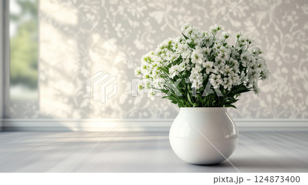 白色の花の背景素材(Generative AI) 白色の花の背景素材(Generative AI) 124873400