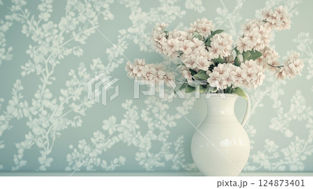 白色の花の背景素材（Generative AI） 124873401
