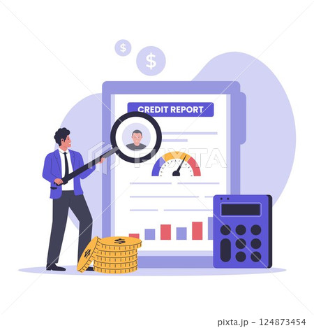 Credit Report Checking Illustration Credit Report Checking Illustration 124873454