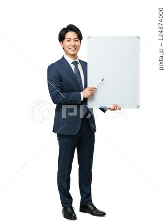 ホワイトボードを持つ男性（ai生成画像） 124874000