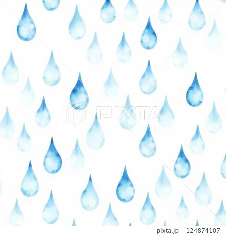 水彩しずく模様クリアブルー 124874107