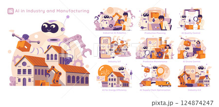 AI in Industry and Manufacturing focuses on the transformative role of artificial intelligence in various sectors. It addresses robotics, IoT, production efficiency, quality control, and supply chain AI in Industry and Manufacturing focuses on the transformative role of artificial intelligence in various sectors. It addresses robotics, IoT, production efficiency, quality control, and supply chain 124874247