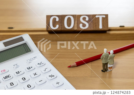 文字ブロック COST 諸物価高騰 文字ブロック COST 諸物価高騰 124874283