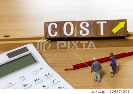 文字ブロック COST 諸物価高騰 文字ブロック COST 諸物価高騰 124874291