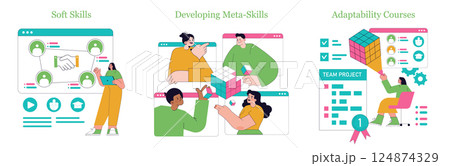 Online Learning. Flat Vector Illustration Online Learning. Flat Vector Illustration 124874329