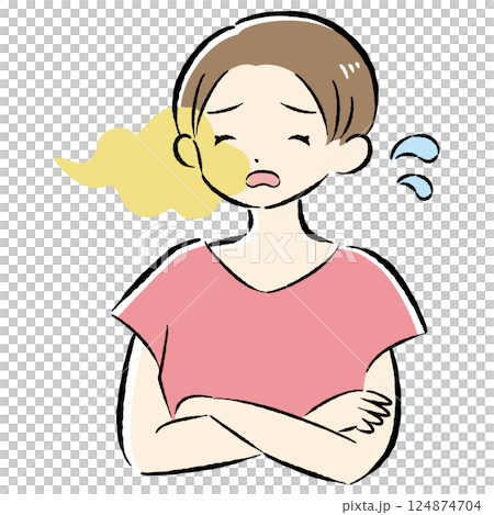 臭いにおいがして困っている女性のイラスト 臭いにおいがして困っている女性のイラスト 124874704