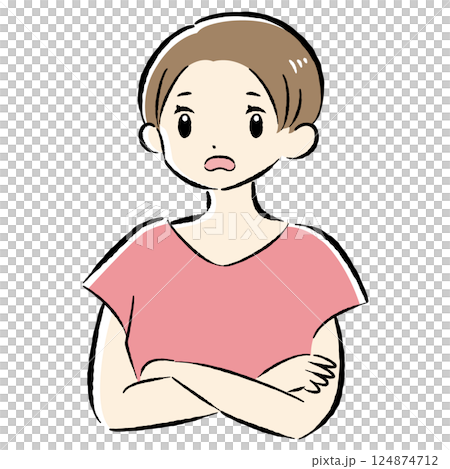 一個表情困擾的女人的插圖 124874712