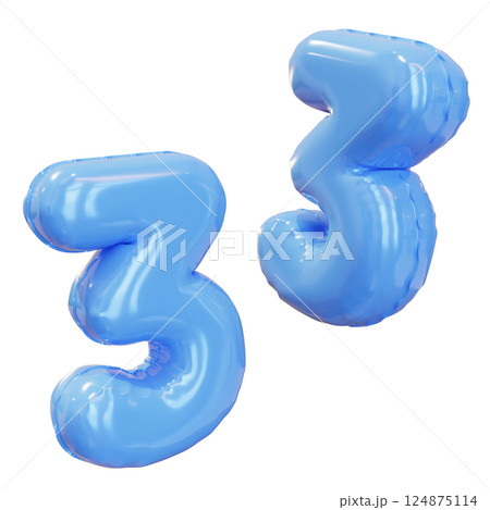 3 number balloon 3D graphic 3 number balloon 3D graphic 124875114