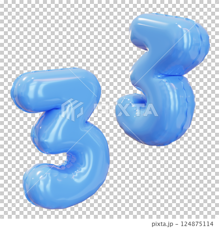 3 number balloon 3D graphic 3 number balloon 3D graphic 124875114