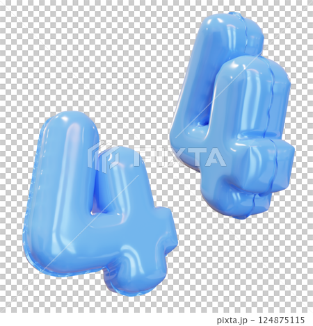 4 number balloon 3D graphic 124875115