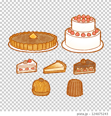 Vector illustration set of cute hand-drawn cakes ( 124875243