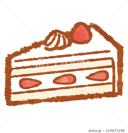 手描き風の可愛いショートケーキのベクターイラスト 124875246