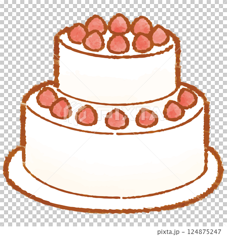手繪風格可愛雙層蛋糕的向量插圖 124875247