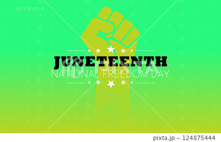 Juneteenth National Freedom Day with Green Fist and Bright Background 124875444