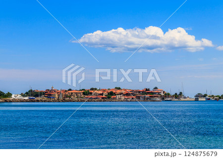 View of the old town of Nessebar and the Black sea, Bulgaria 124875679