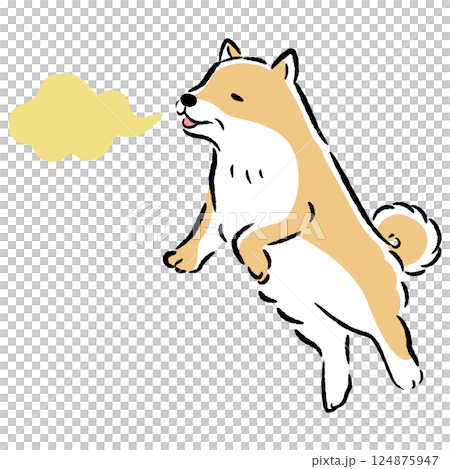 シニア犬の口臭のイラスト 124875947