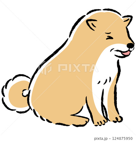 体調の悪いシニア犬の手描きイラスト 体調の悪いシニア犬の手描きイラスト 124875950