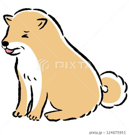 体調の悪いシニア犬の手描きイラスト 124875951