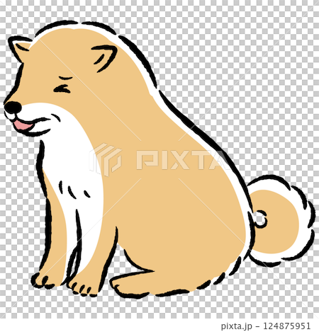 体調の悪いシニア犬の手描きイラスト 124875951