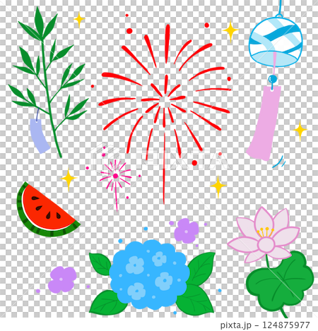 可愛的夏天插畫素材 124875977