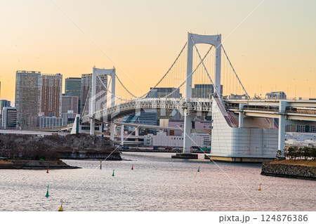 東京 夕暮れの豊洲公園 東京 夕暮れの豊洲公園 124876386