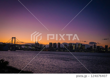 東京　夕暮れの豊洲公園 124876407