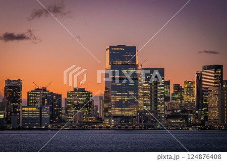 東京　夕暮れの豊洲公園 124876408