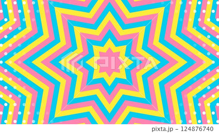 同心状の星形、ドットのパターン背景、八角星、ポップなデザイン 同心状の星形、ドットのパターン背景、八角星、ポップなデザイン 124876740