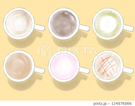 上から見たコーヒー　カフェメニュー 124876866