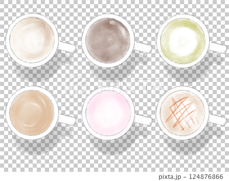 上から見たコーヒー　カフェメニュー 124876866
